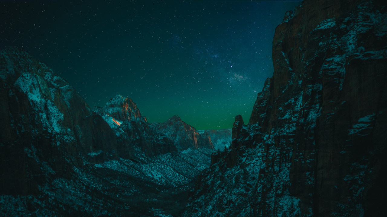 Raum, Angels Landing, Nationalpark, Nacht, Illustration. Wallpaper in 1280x720 Resolution