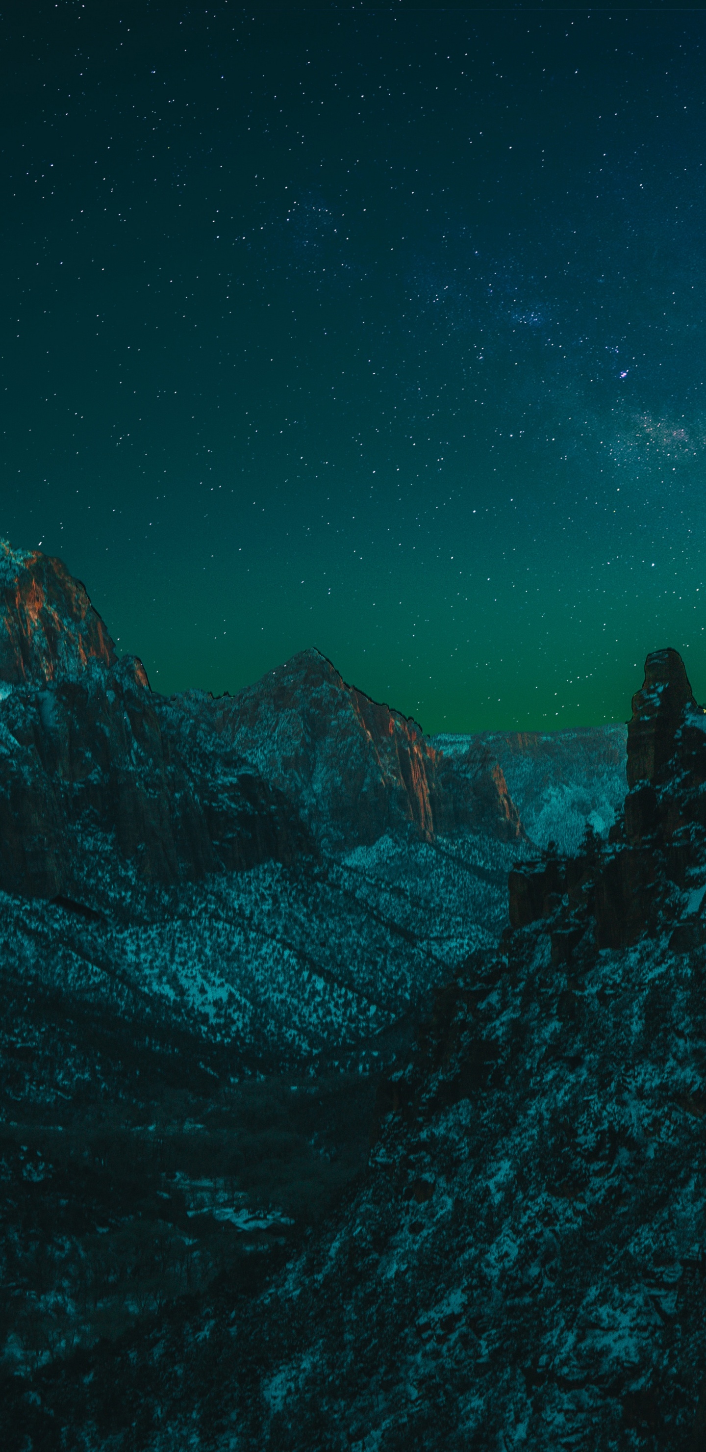 Space, Angels Landing, National Park, Night, Illustration. Wallpaper in 1440x2960 Resolution