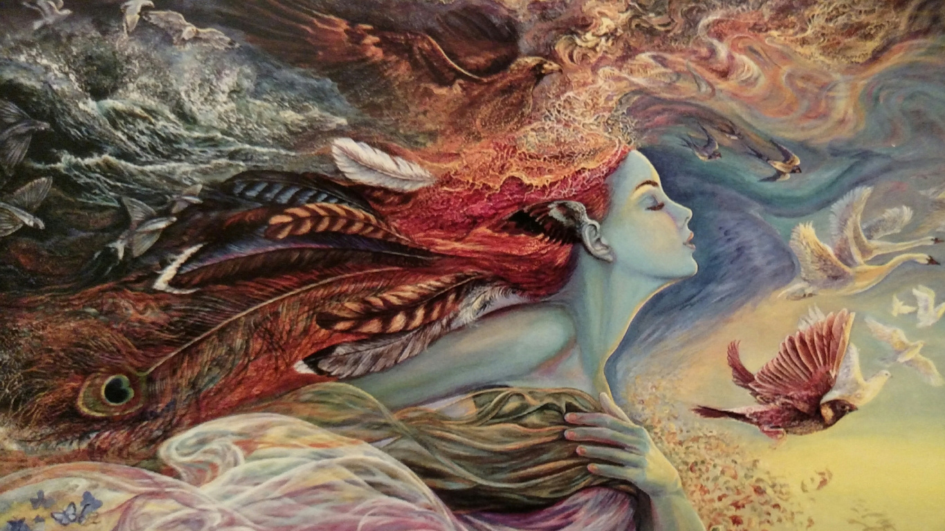 Josephine Wall, Malerei, Kunst, Illustration, Mythologie. Wallpaper in 1366x768 Resolution