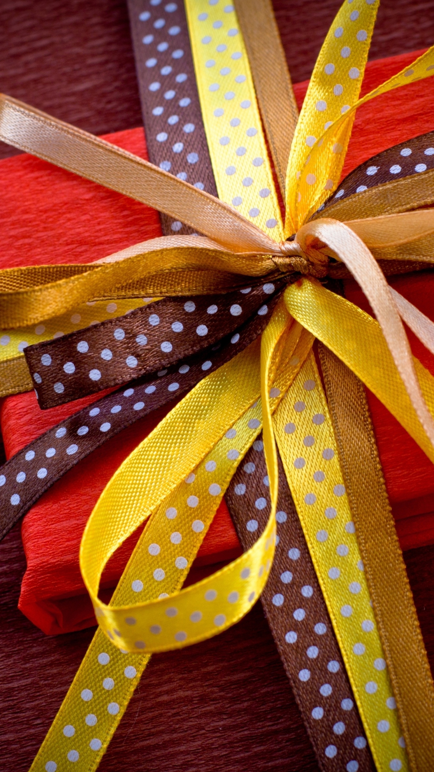 Gift, Ribbon, Present, Gift Wrapping, Yellow. Wallpaper in 1440x2560 Resolution