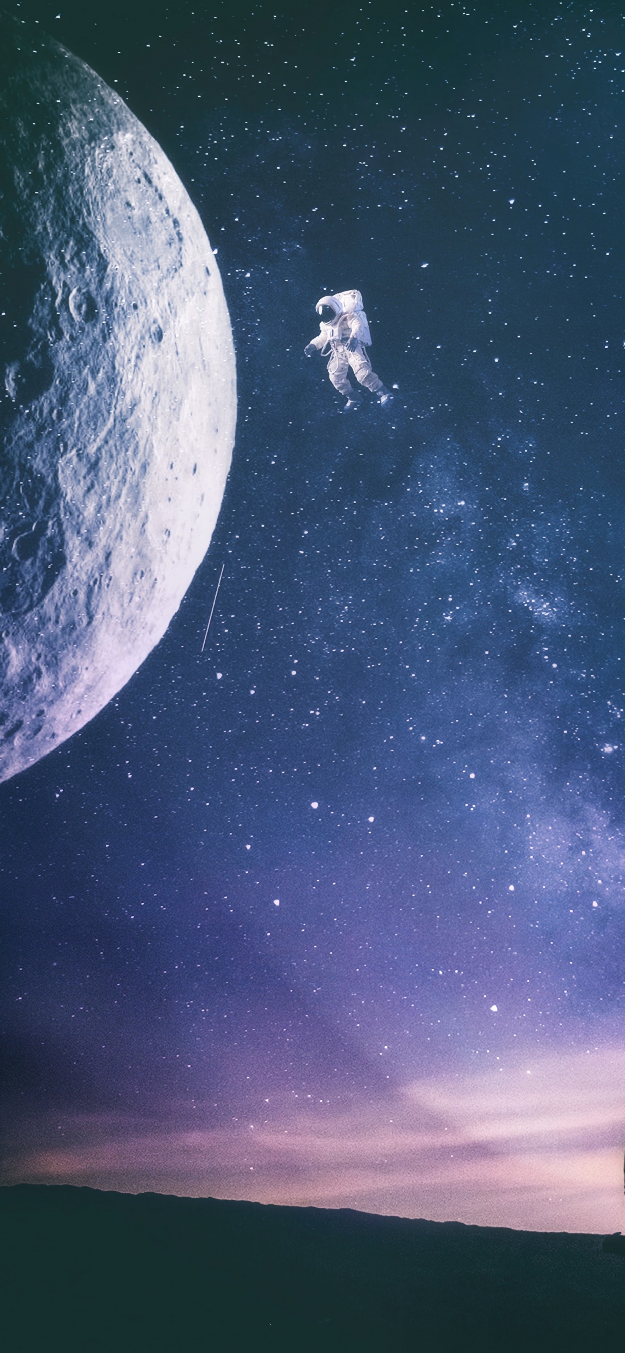 Silhouette of 2 People Standing Under Moon. Wallpaper in 1242x2688 Resolution