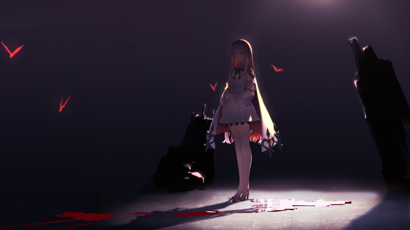 Frau im Weißen Kleid Steht Auf Rotlicht. Wallpaper in 1366x768 Resolution