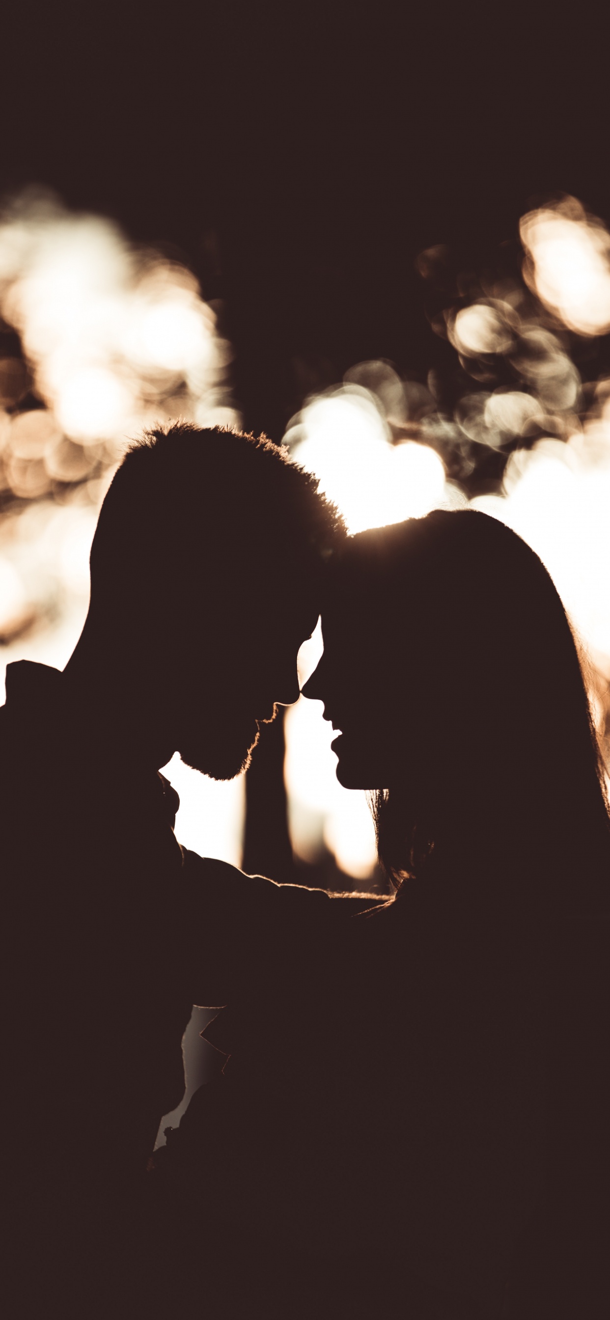 浪漫, 夫妇, 吻, 剪影, 爱情 壁纸 1242x2688 允许