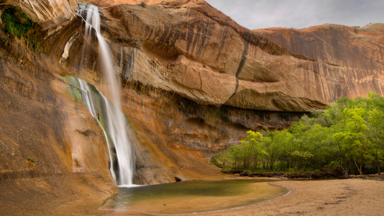 Cascada, el Parque Nacional De, Cataratas de Lower Calf Creek, Agua, Los Recursos de Agua. Wallpaper in 1280x720 Resolution