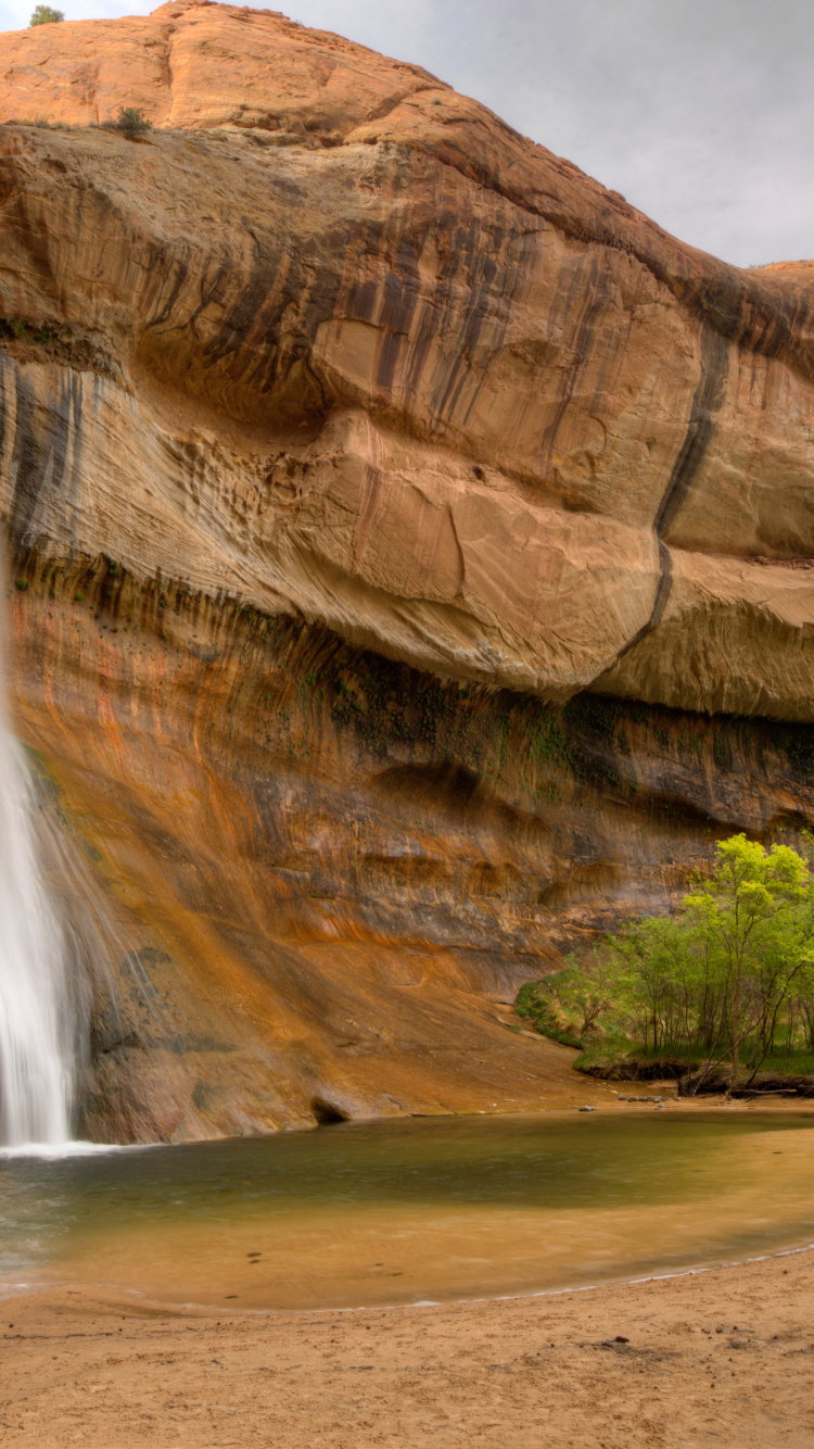 Waterfall, National Park, Lower Calf Creek Falls, Water, Water Resources. Wallpaper in 750x1334 Resolution