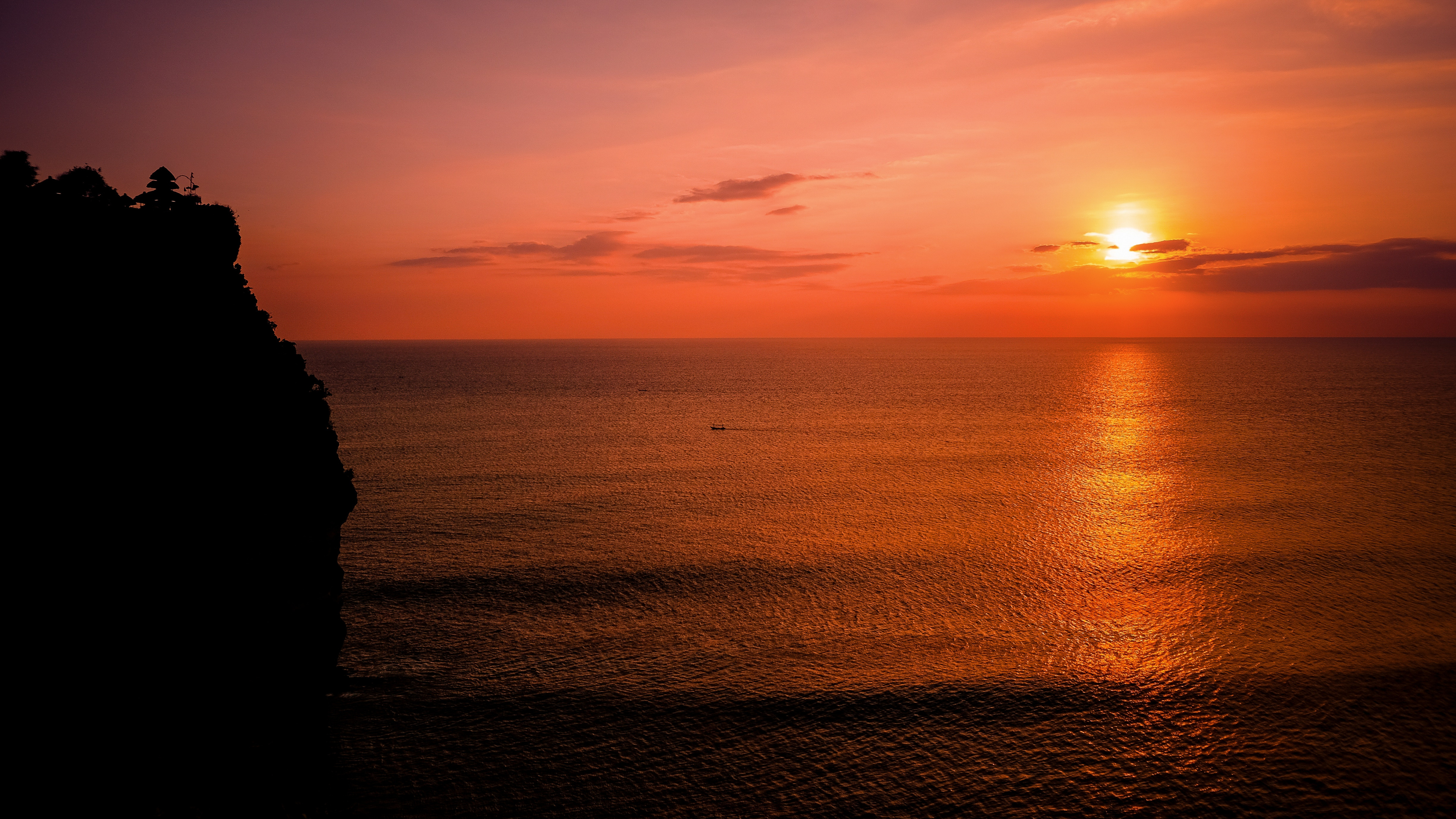 Mar, Puesta, Noche, Afterglow, Oceano. Wallpaper in 3840x2160 Resolution