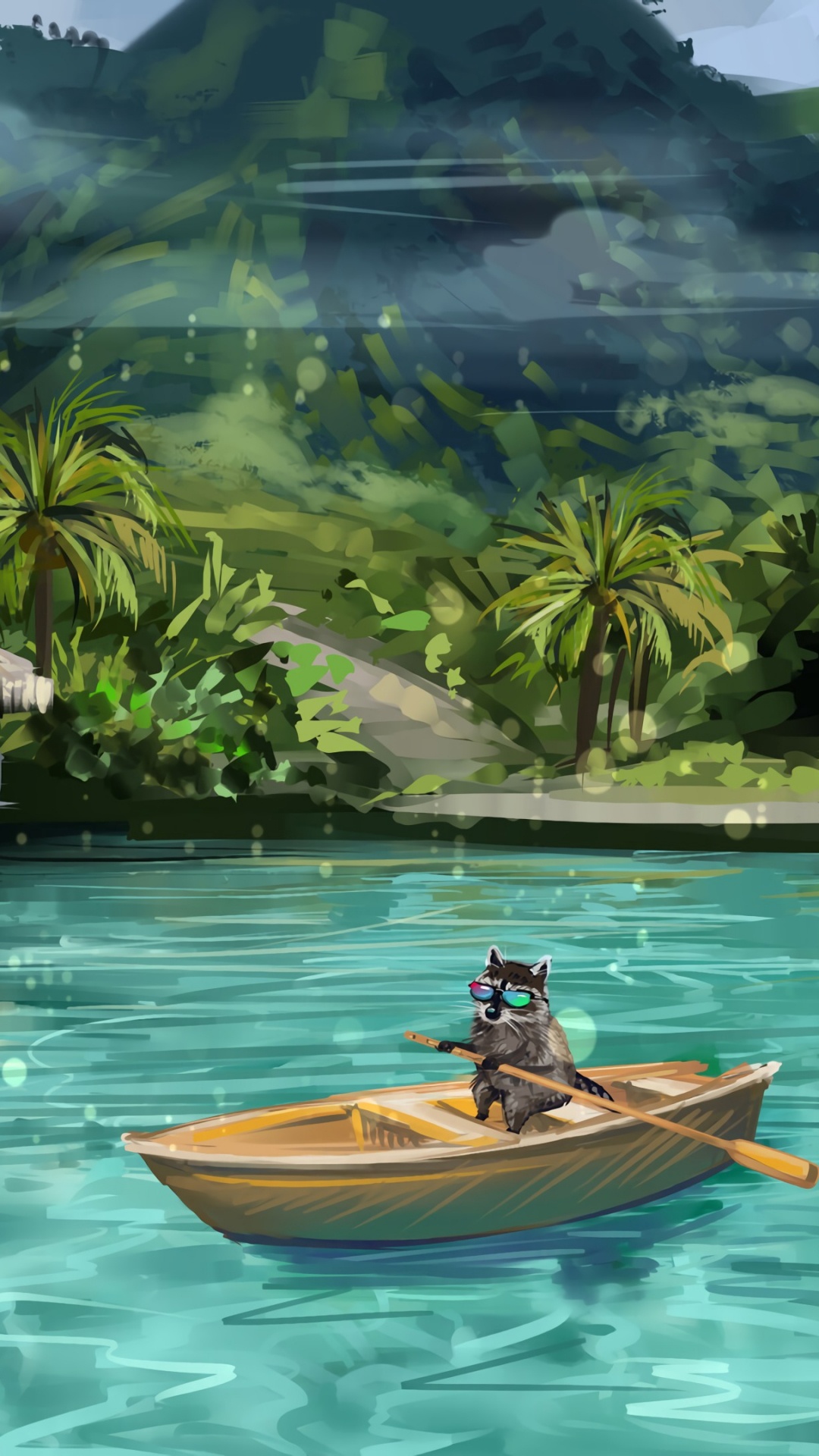 自然景观, 泻湖, 绘画, 丛林, 性质 壁纸 1080x1920 允许