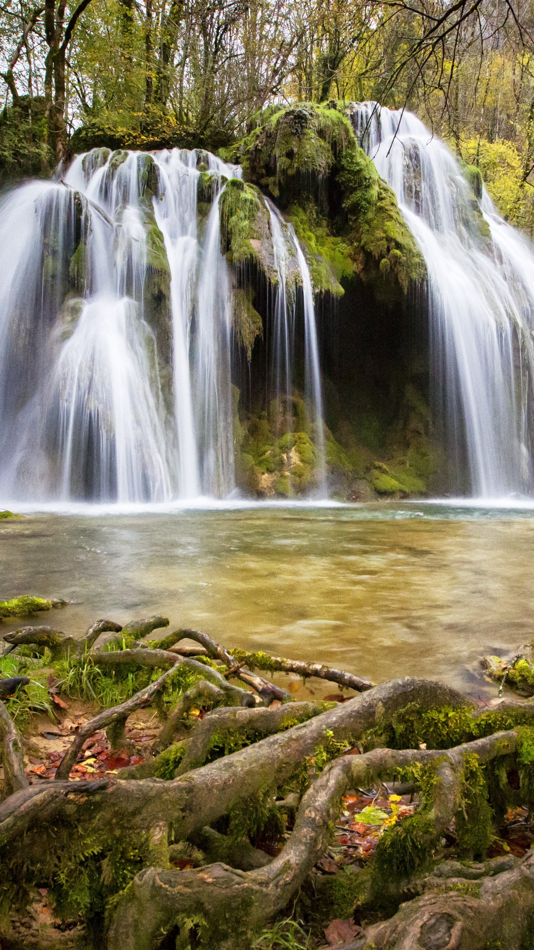 Water Falls on Brown Rocks. Wallpaper in 1080x1920 Resolution