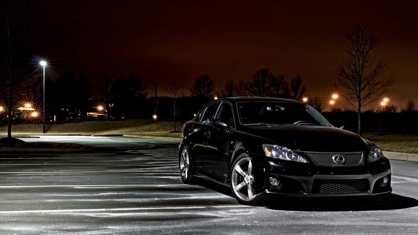 Black Mercedes Benz c Class on Road During Night Time. Wallpaper in 1366x768 Resolution