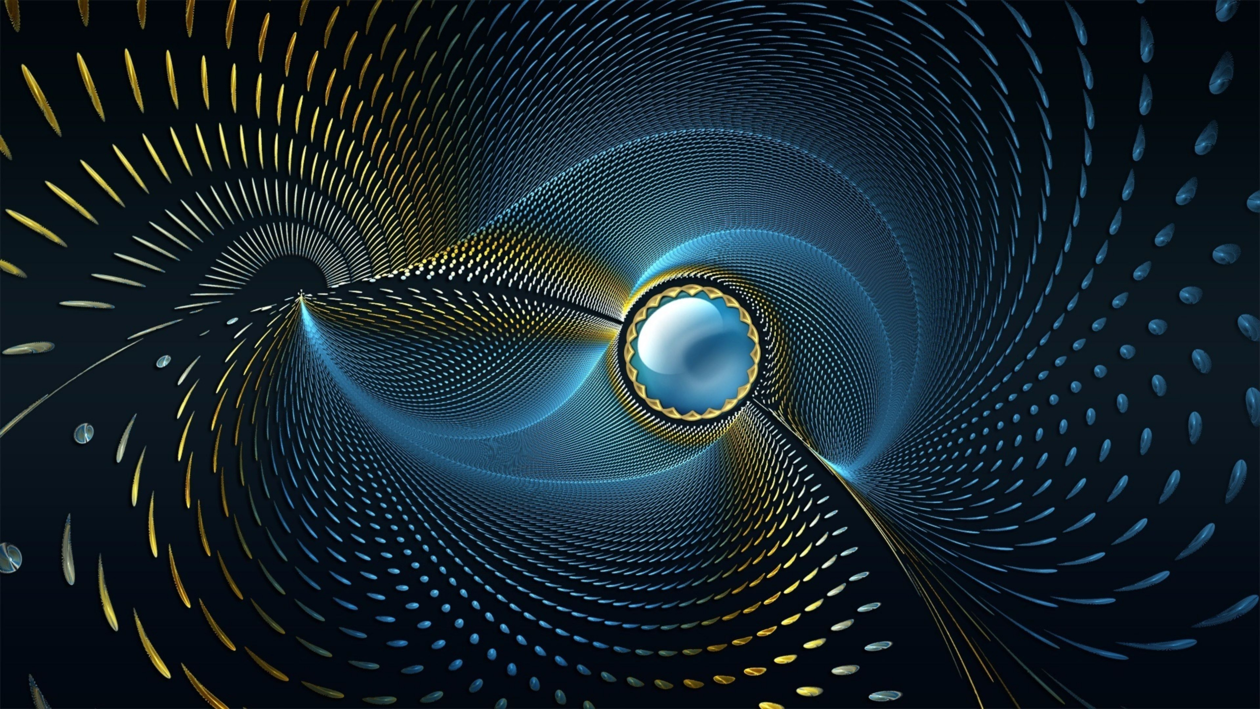 Illustration en Spirale Blanche et Noire. Wallpaper in 2560x1440 Resolution