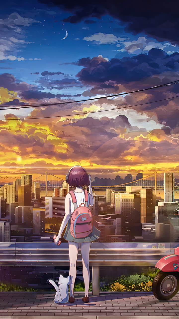 Anime, Neumatico, Naranja, Edificio, Ocio. Wallpaper in 720x1280 Resolution