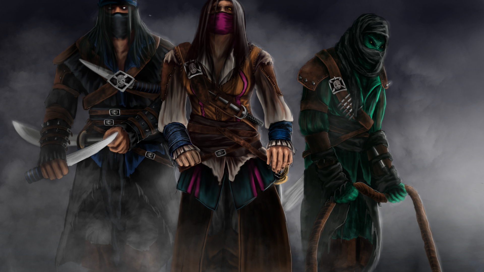 Mortal Kombat, Mortal Kombat x, Pluie, Reptile, Scorpion. Wallpaper in 1920x1080 Resolution