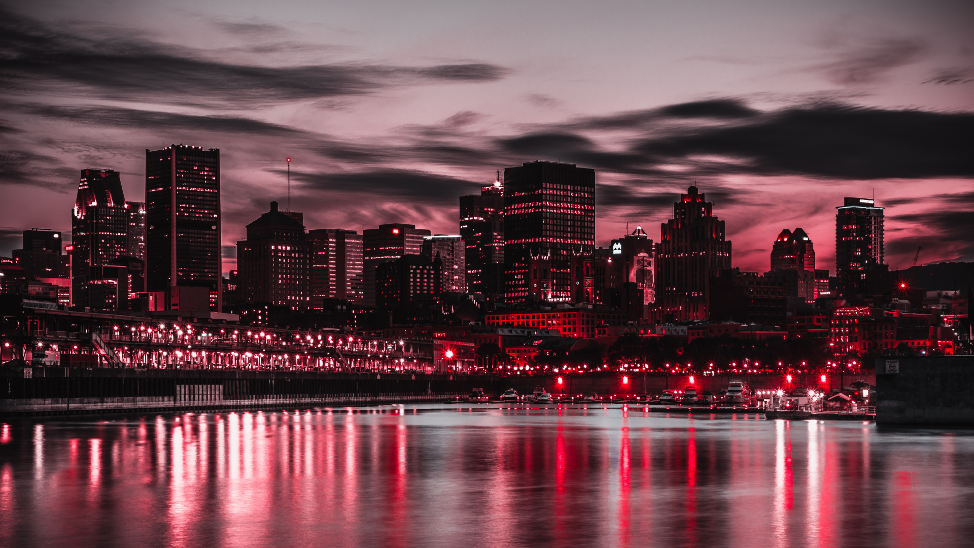 City Skyline Across Body of Water During Night Time. Wallpaper in 1920x1080 Resolution