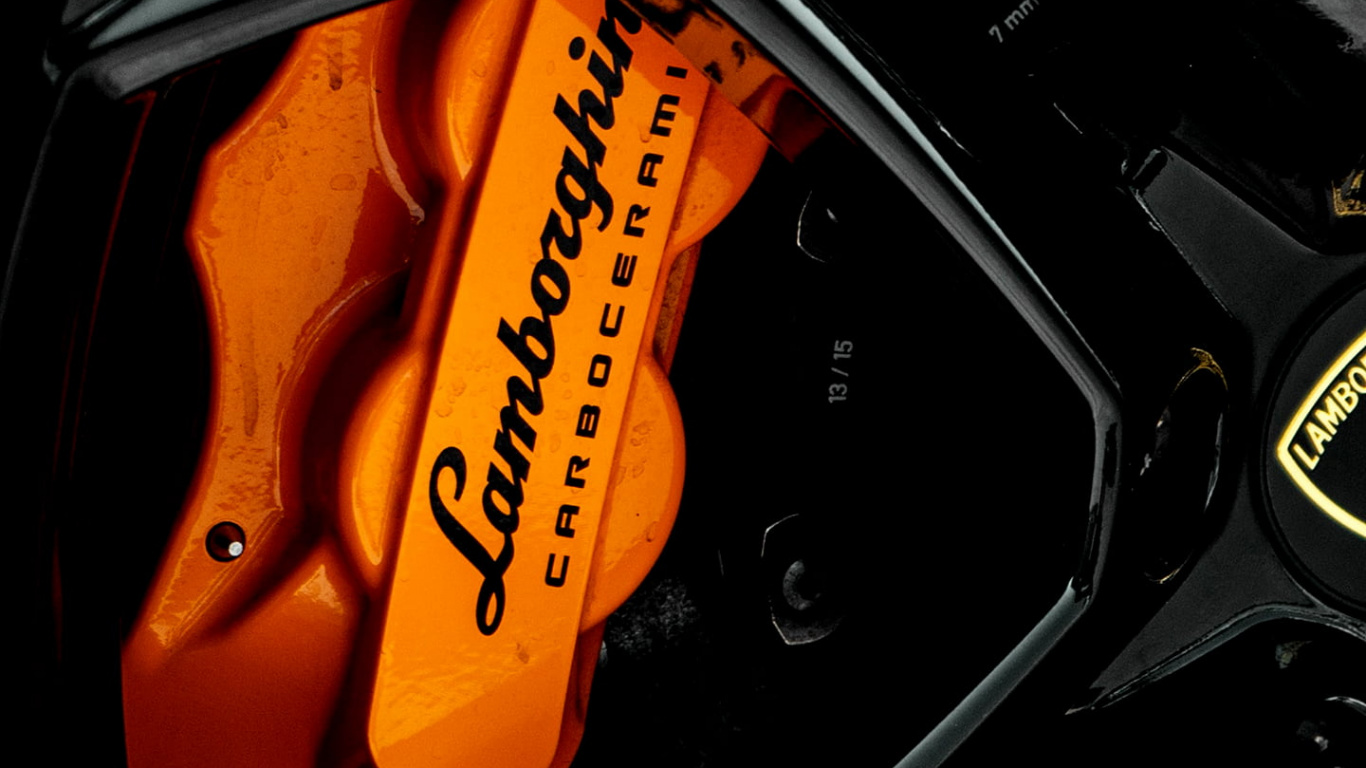 Frein, Lamborghini, Lamborghini Huracan, Roue, Front. Wallpaper in 1366x768 Resolution