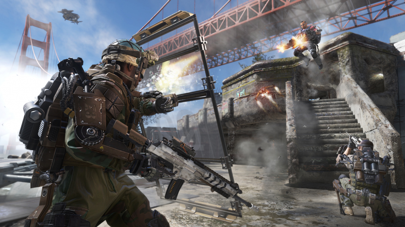 Call of Duty Advanced Warfare, Multiplayer Video Game, pc Game, Soldier, Military. Wallpaper in 1366x768 Resolution
