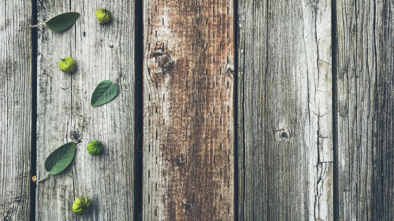 Green Leaves on Brown Wooden Plank. Wallpaper in 1280x720 Resolution