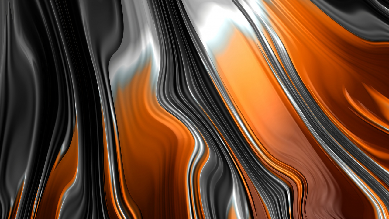 Peinture Abstraite Orange Blanche et Noire. Wallpaper in 1280x720 Resolution