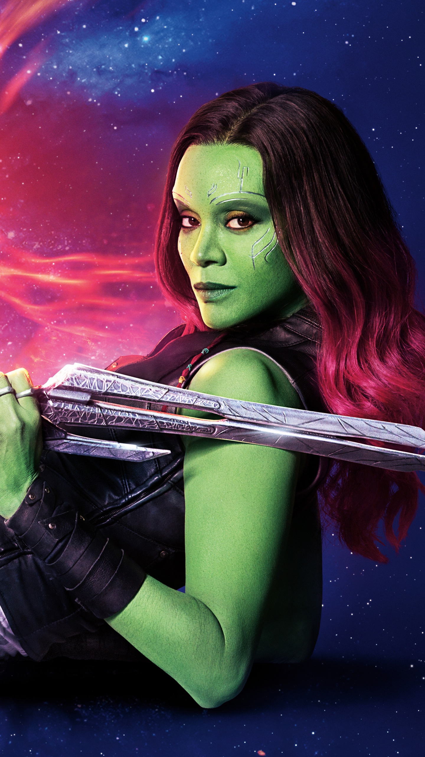 Man in Black Leather Jacket Holding Sword. Wallpaper in 1440x2560 Resolution