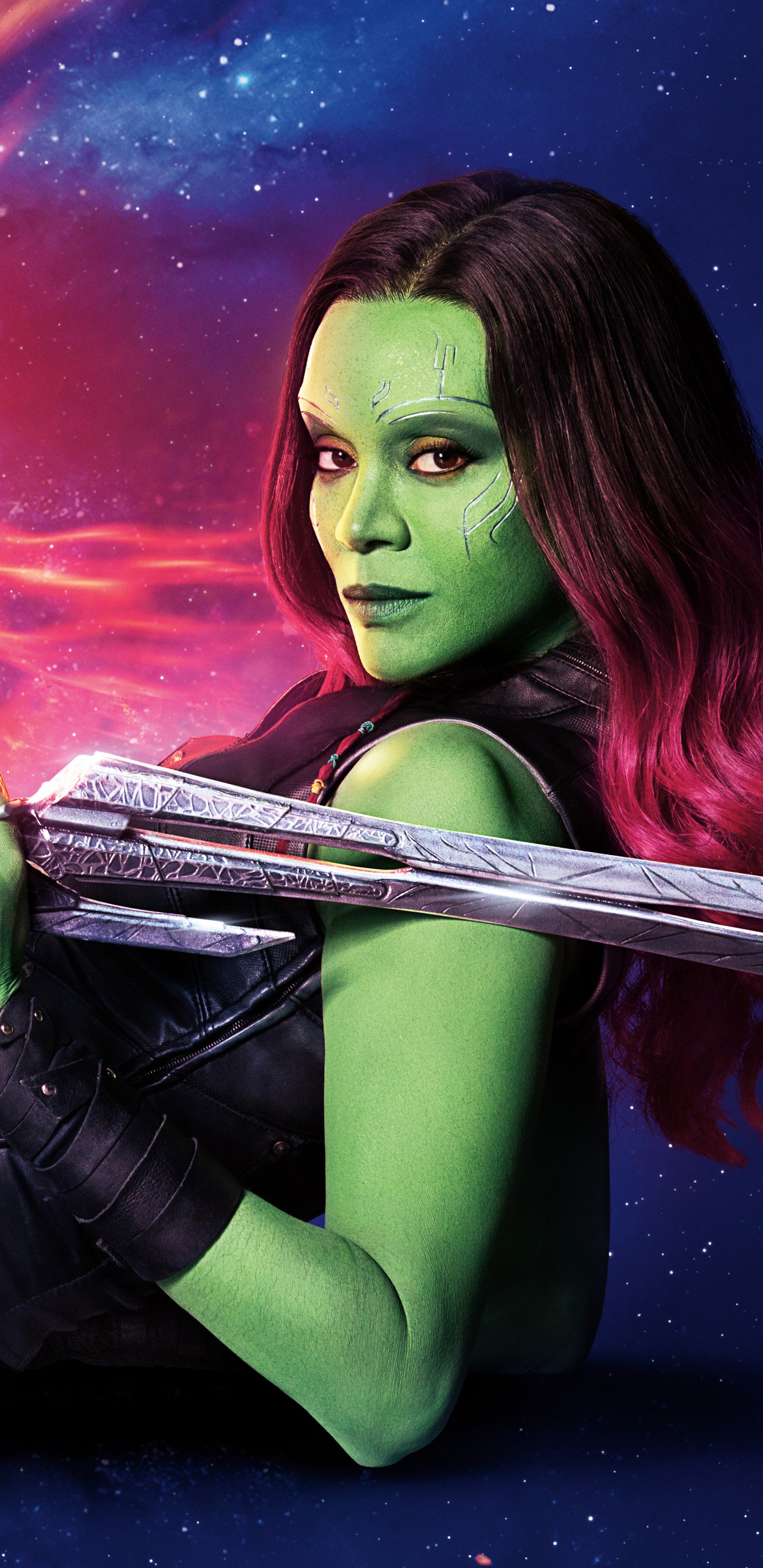 Man in Black Leather Jacket Holding Sword. Wallpaper in 1440x2960 Resolution