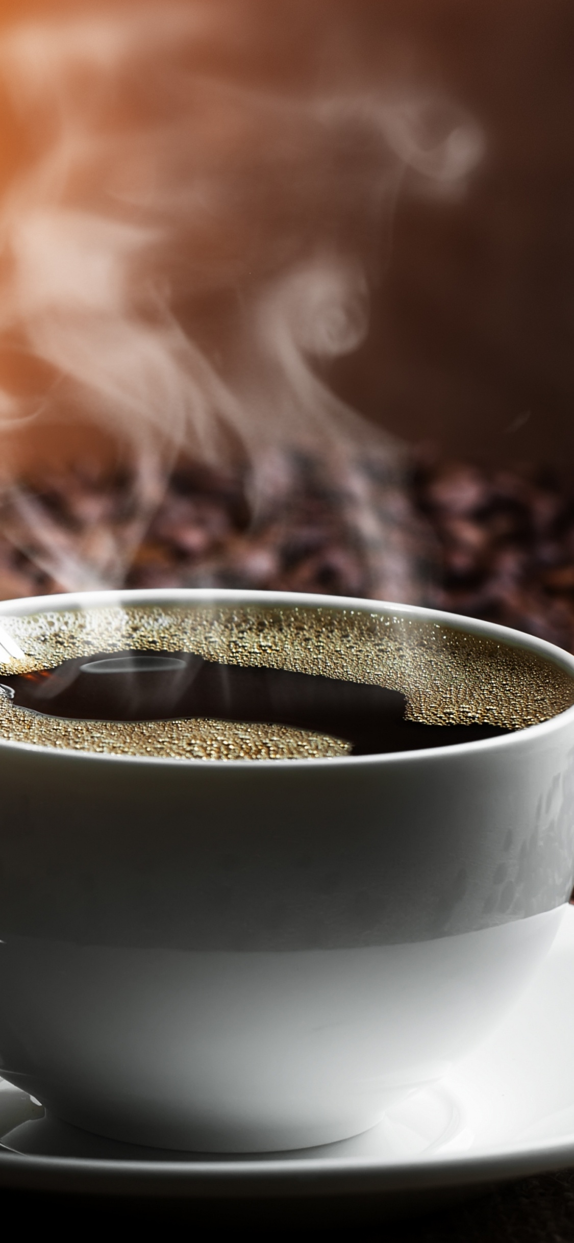 Weiße Keramiktasse Auf Untertasse. Wallpaper in 1125x2436 Resolution