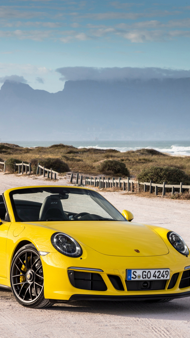 Yellow Ferrari 458 Italia on Beach During Daytime. Wallpaper in 750x1334 Resolution