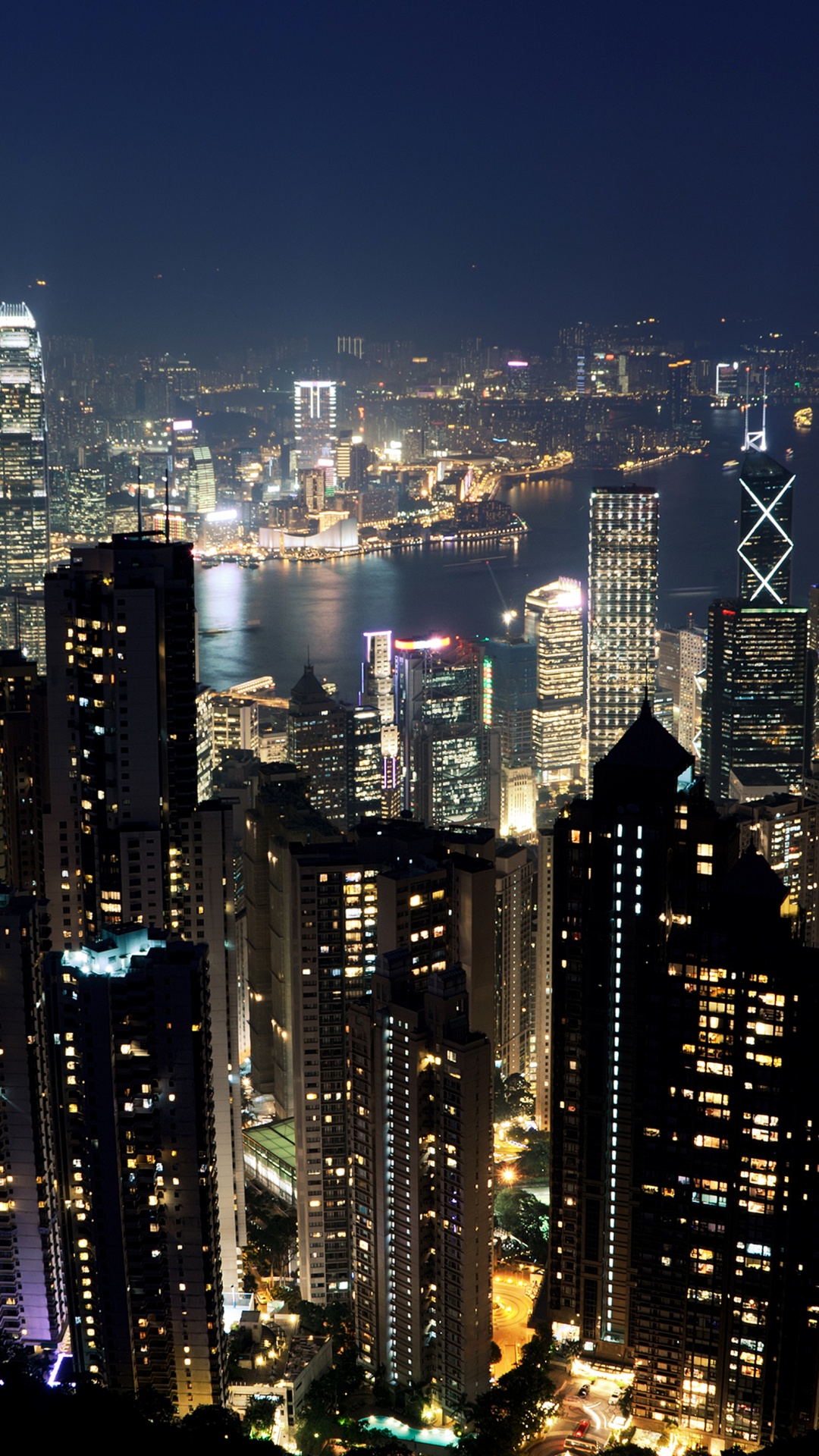 Skyline Der Stadt Bei Nacht Night. Wallpaper in 1080x1920 Resolution