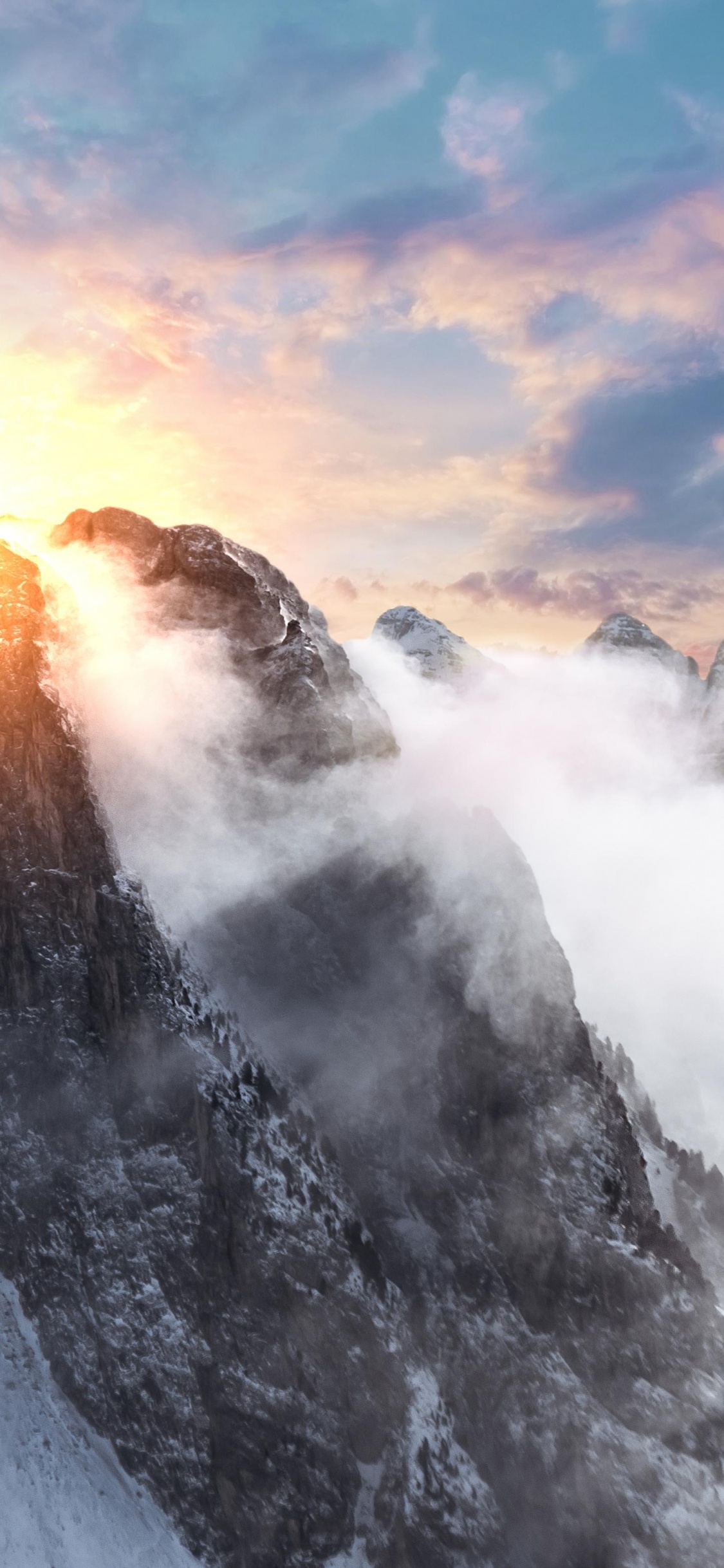 Dolomiten, Natur, Bergigen Landschaftsformen, Cloud, Rock. Wallpaper in 1125x2436 Resolution