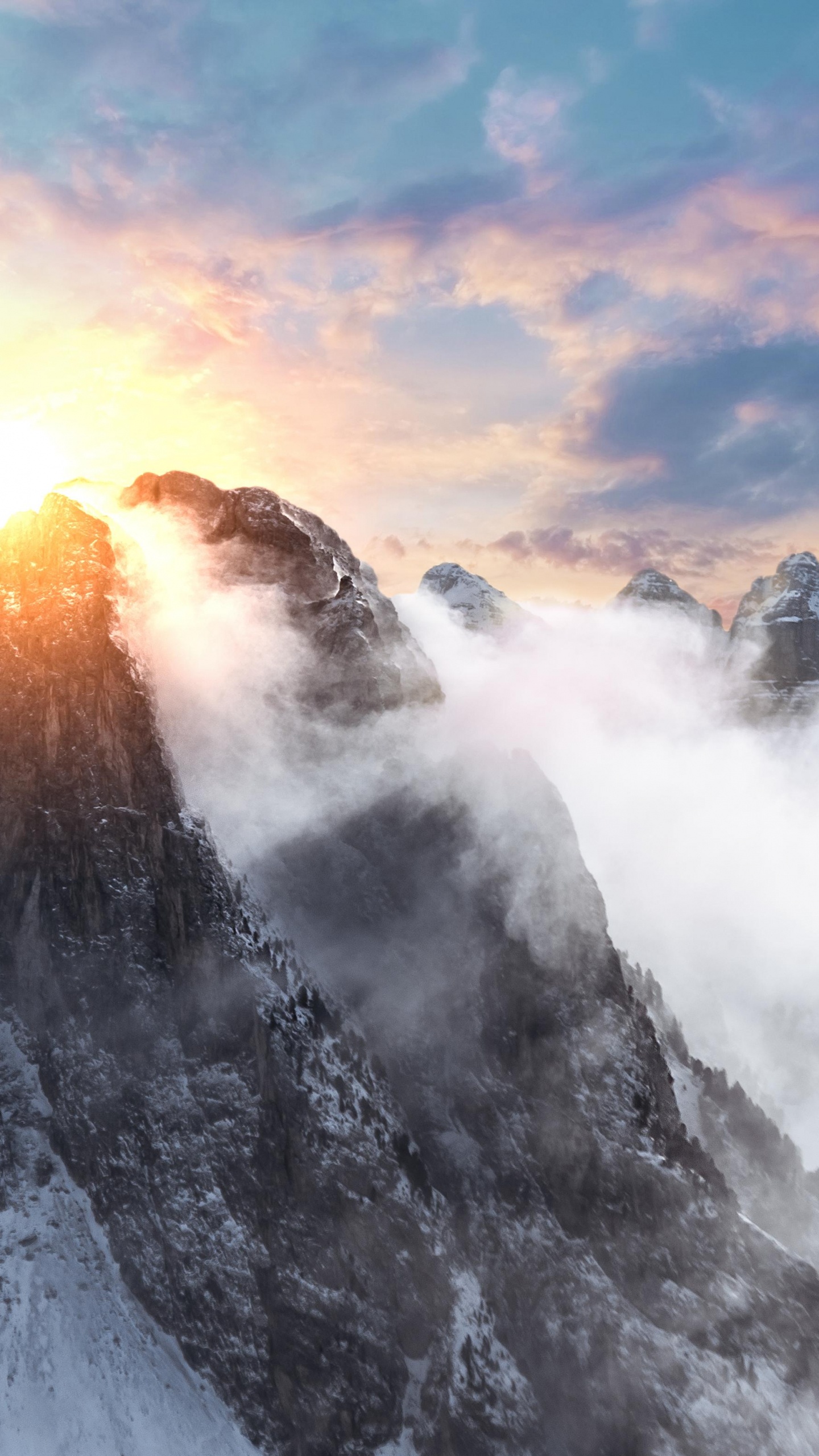 Dolomiten, Natur, Bergigen Landschaftsformen, Cloud, Rock. Wallpaper in 1440x2560 Resolution