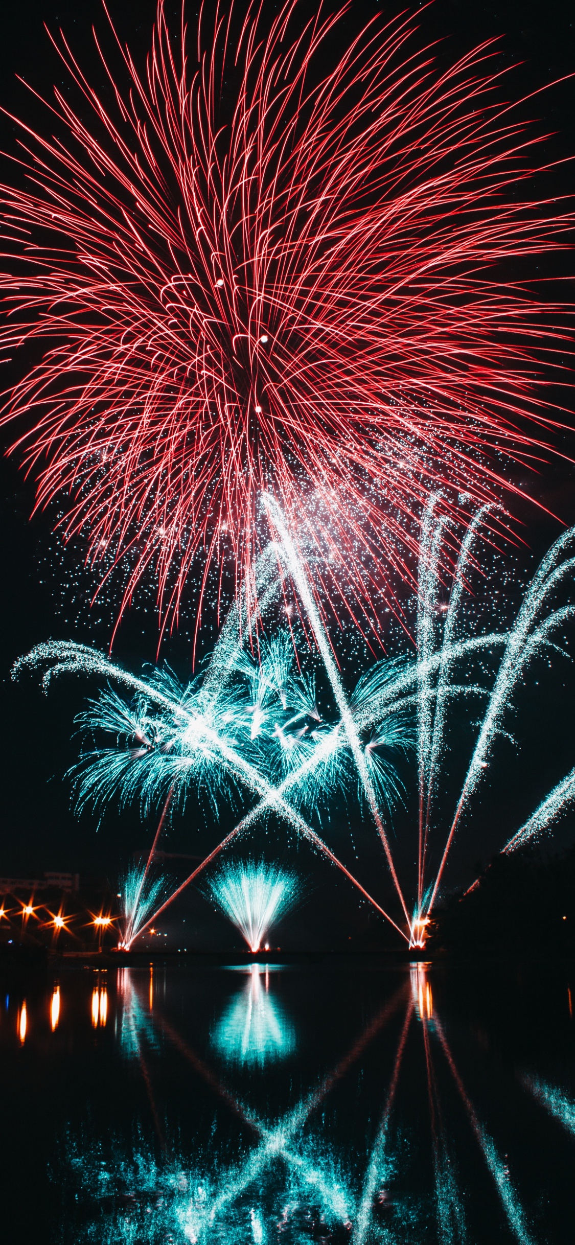 Fireworks, New Years Day, Night, Midnight, Event. Wallpaper in 1125x2436 Resolution