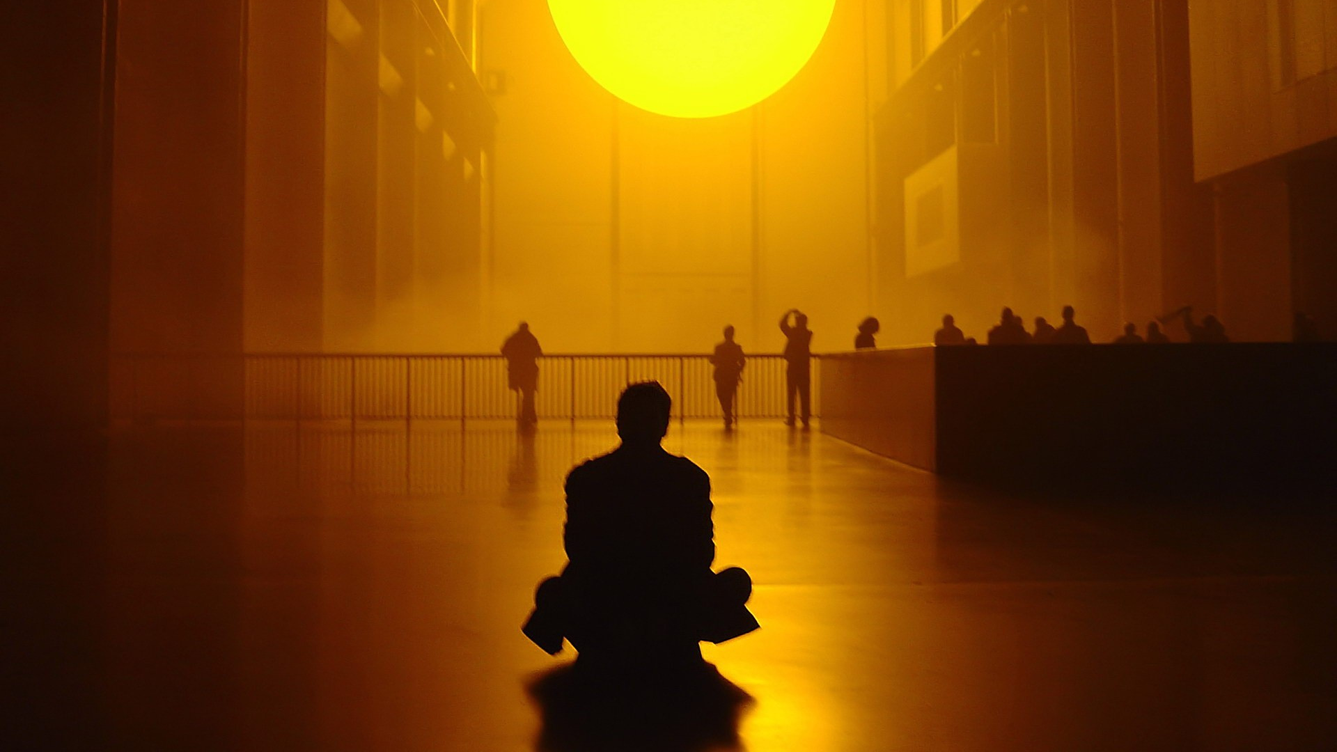 Silhouette of Person Sitting on Floor. Wallpaper in 1920x1080 Resolution