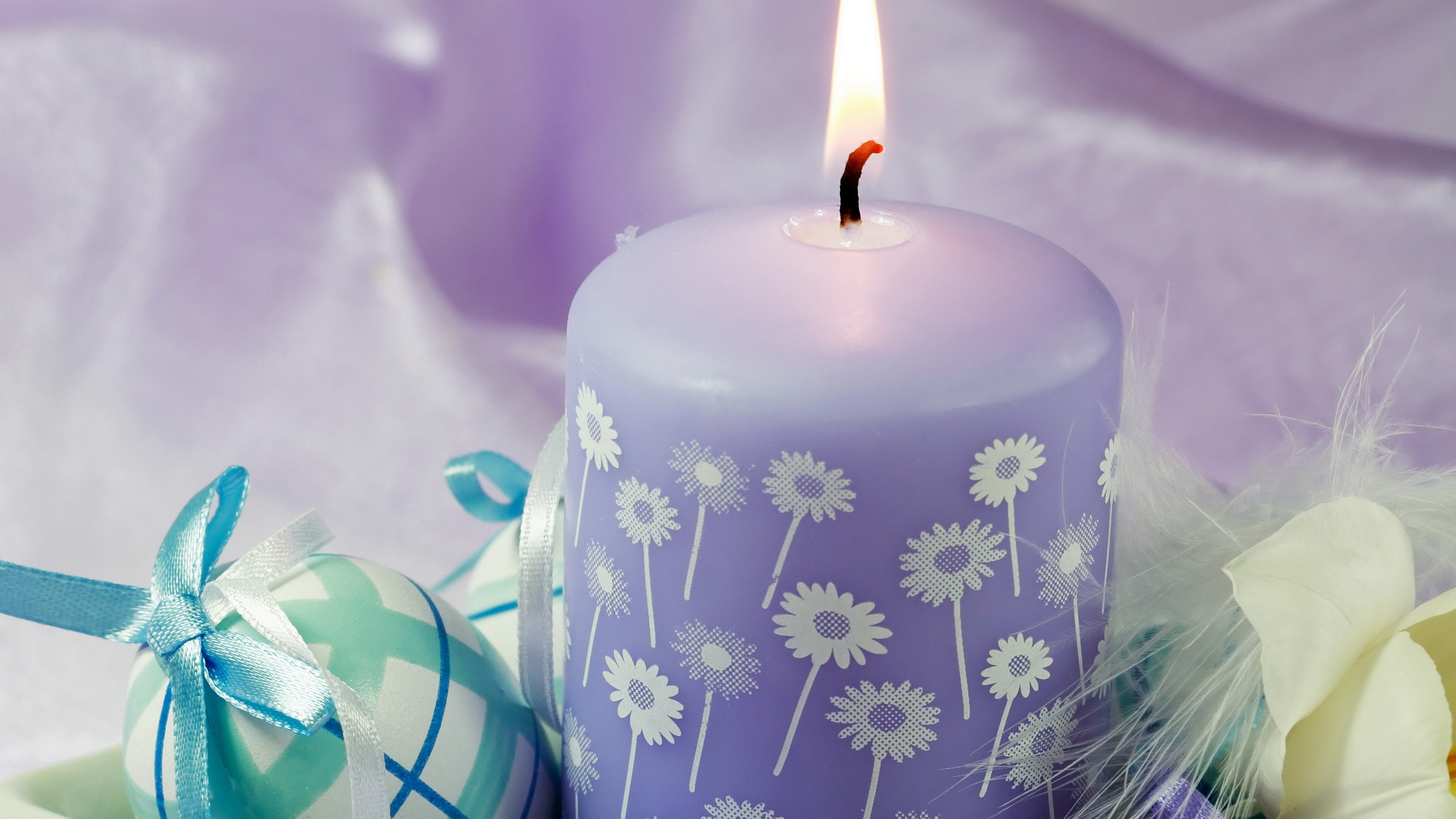 Candle, Lighting, Purple, Violet, Lavender. Wallpaper in 3840x2160 Resolution