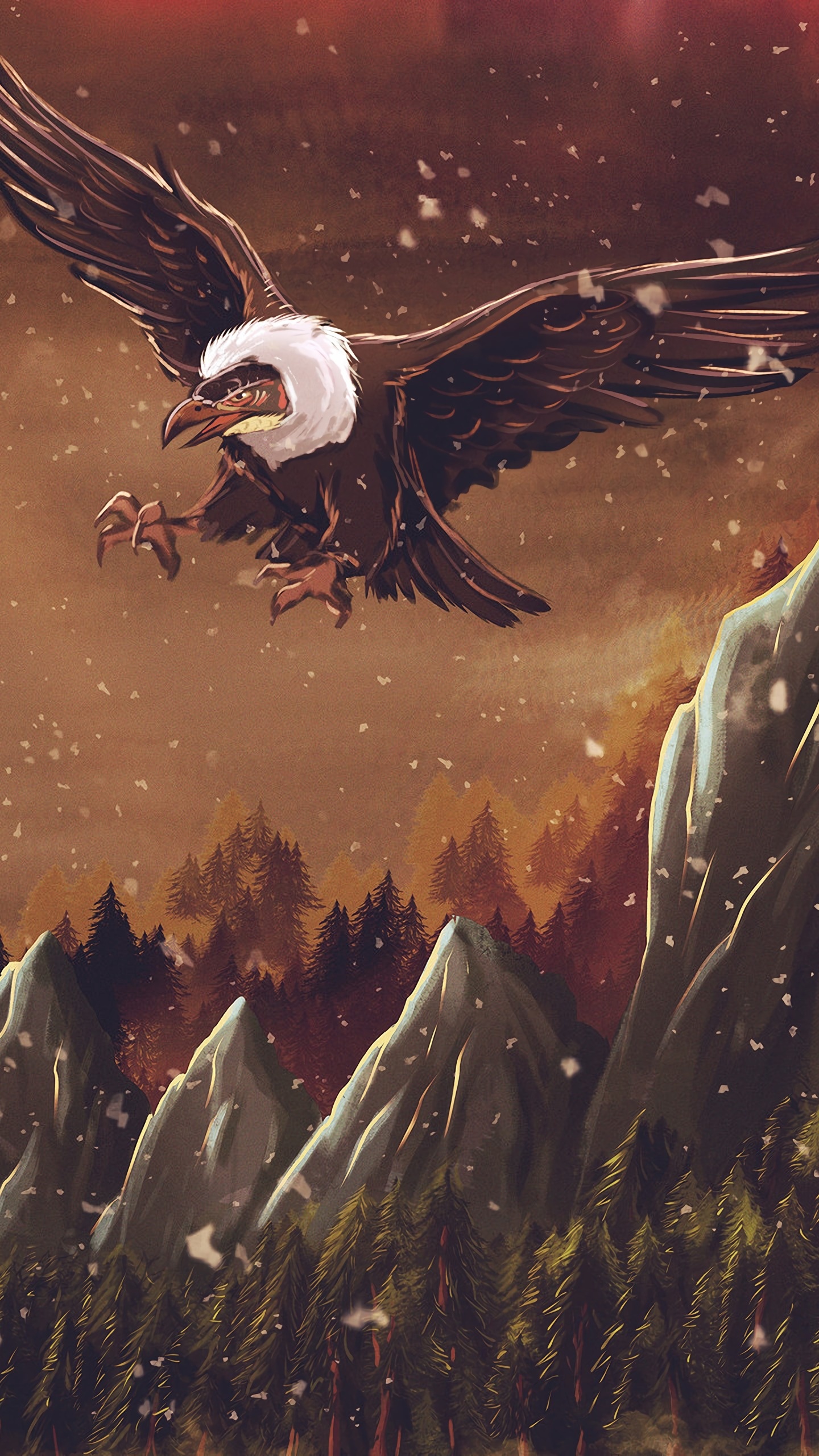 Pájaro Blanco y Marrón Volando Sobre la Planta Verde. Wallpaper in 1440x2560 Resolution