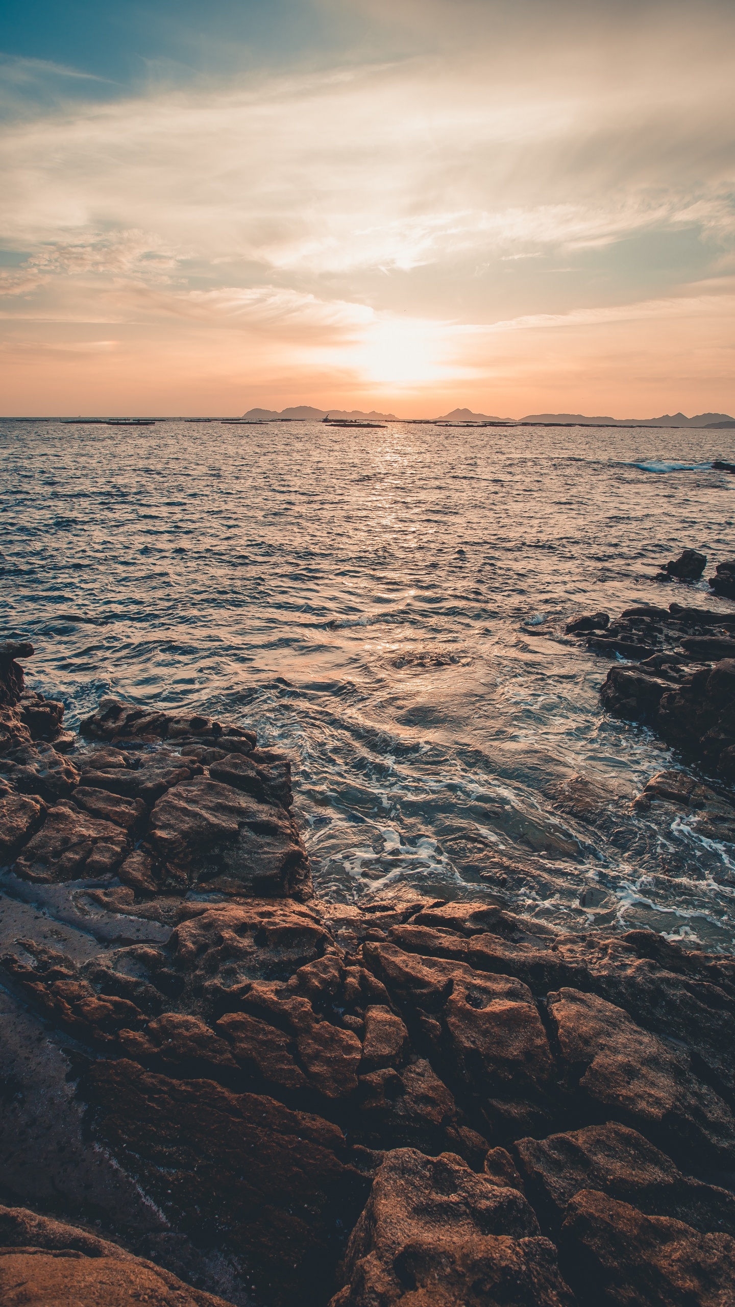 Afterglow, Sea, Cloud, Water, Atmosphere. Wallpaper in 1440x2560 Resolution