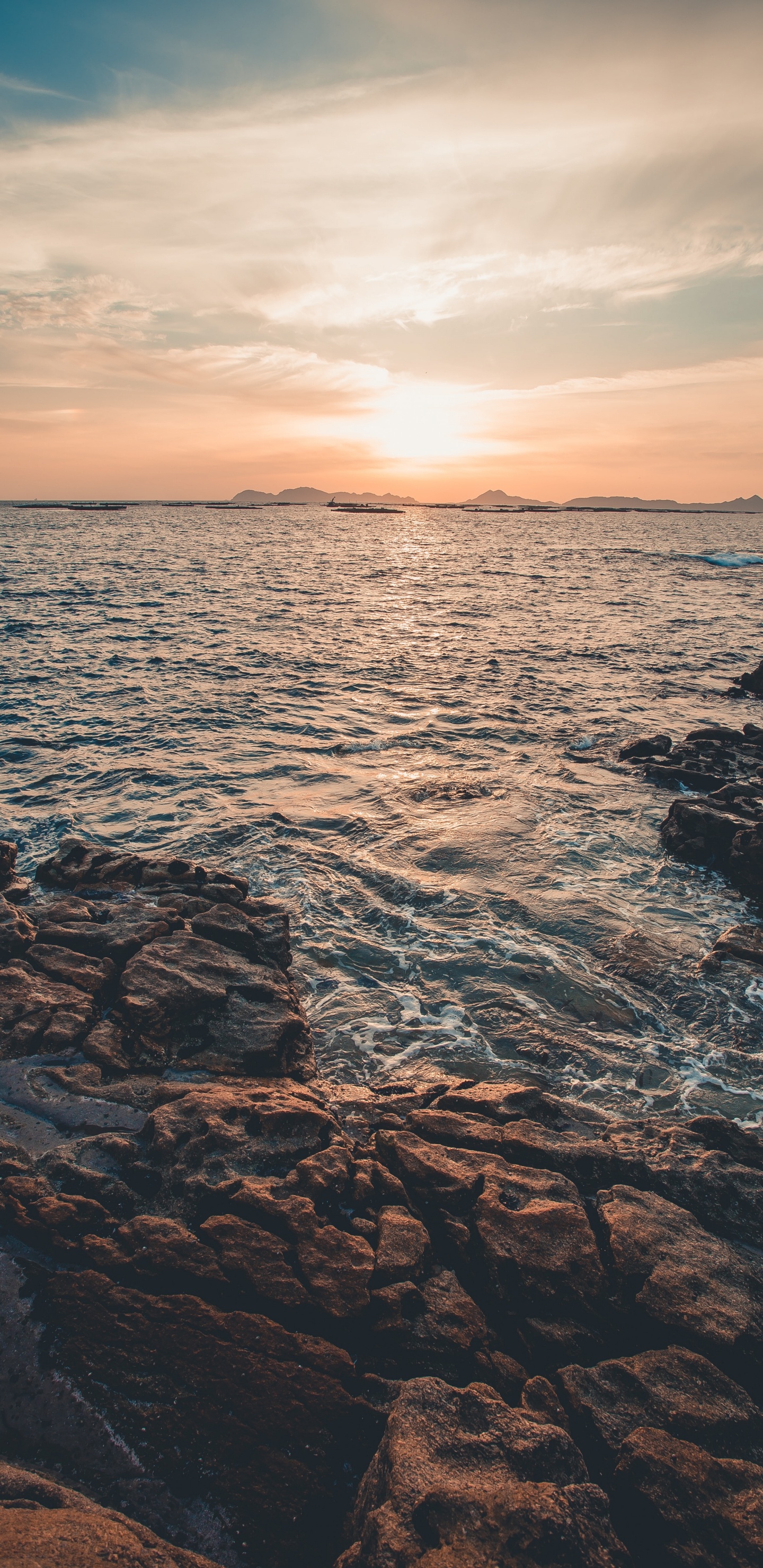 Afterglow, Sea, Cloud, Water, Atmosphere. Wallpaper in 1440x2960 Resolution