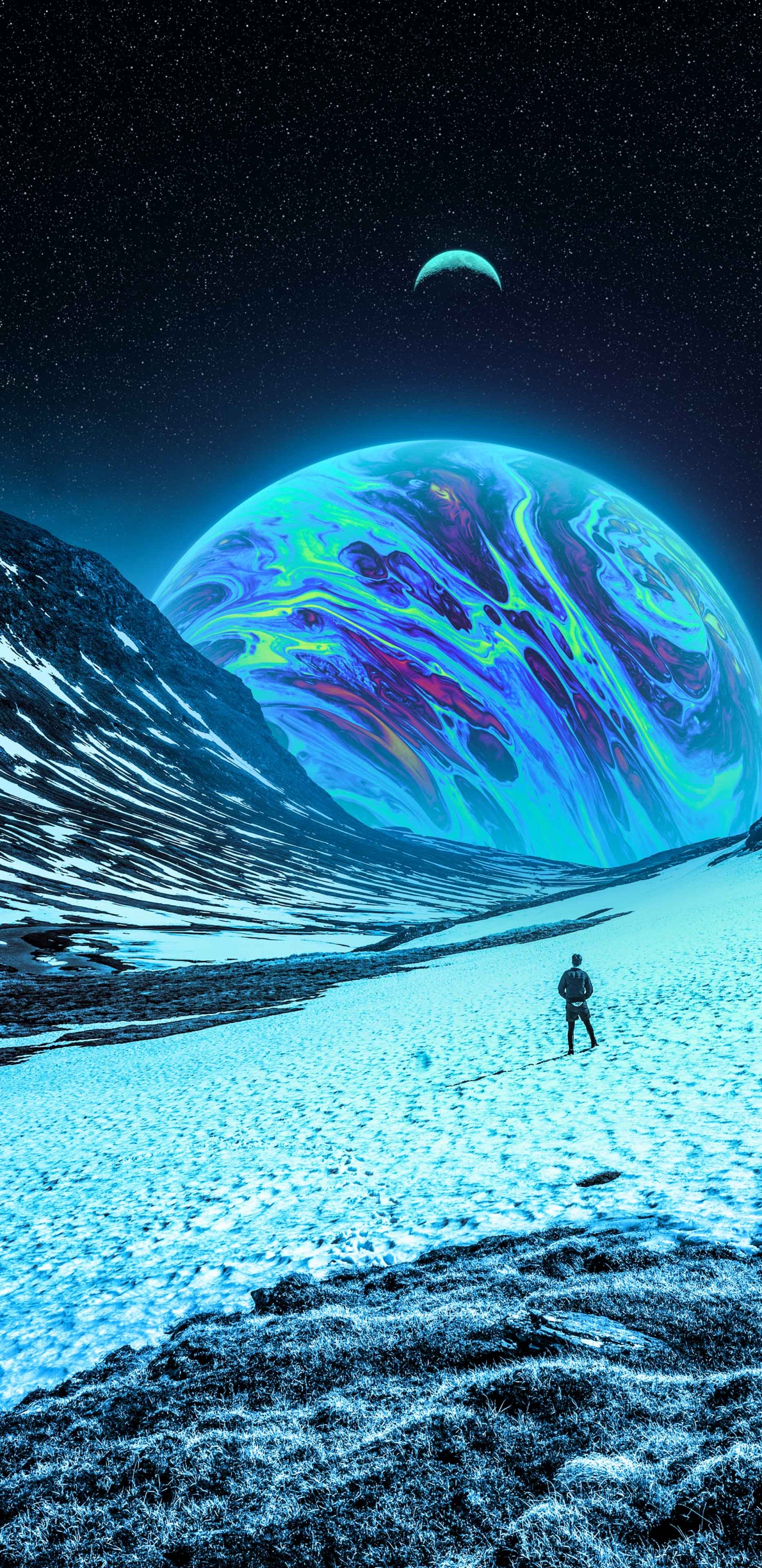 Atmosphère, Lumière, Nature, Neige, Pente. Wallpaper in 1440x2960 Resolution