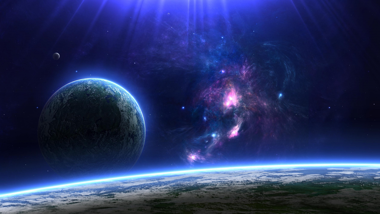 Blue and Purple Galaxy Illustration. Wallpaper in 1280x720 Resolution