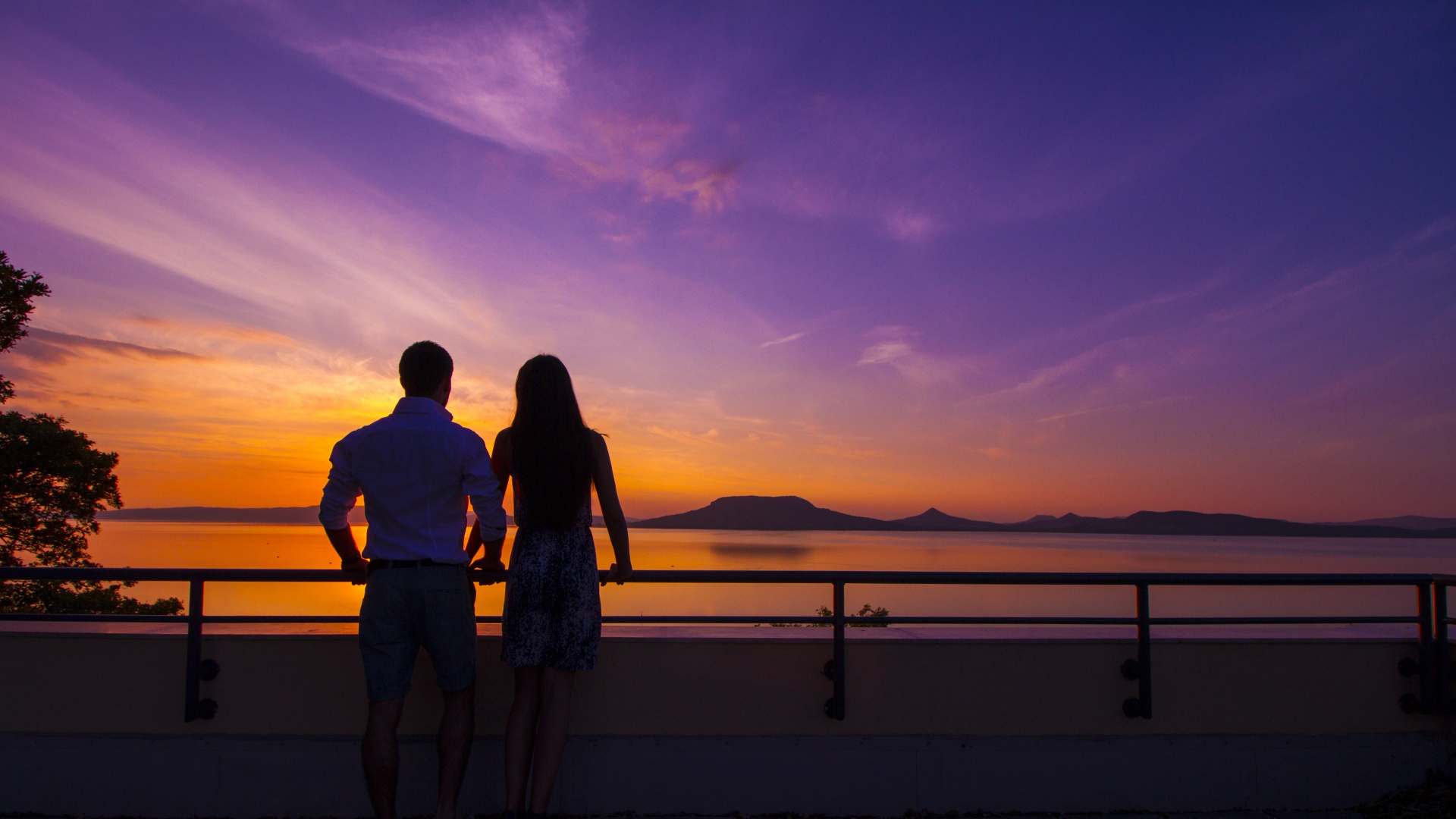 Watch The Sunset Date, Lake Balaton, Smeg Castle, Sunset, Nature. Wallpaper in 1920x1080 Resolution