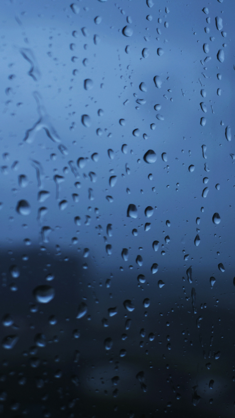 Tropfen, Regen, Blau, Wasser, Nieselregen. Wallpaper in 750x1334 Resolution