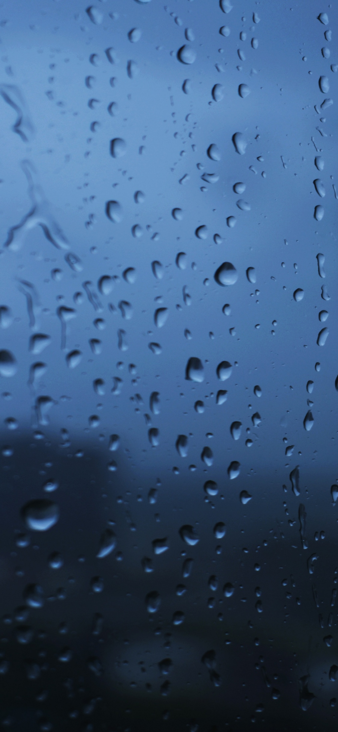 Drop, Rain, Glass, Blue, Water. Wallpaper in 1125x2436 Resolution