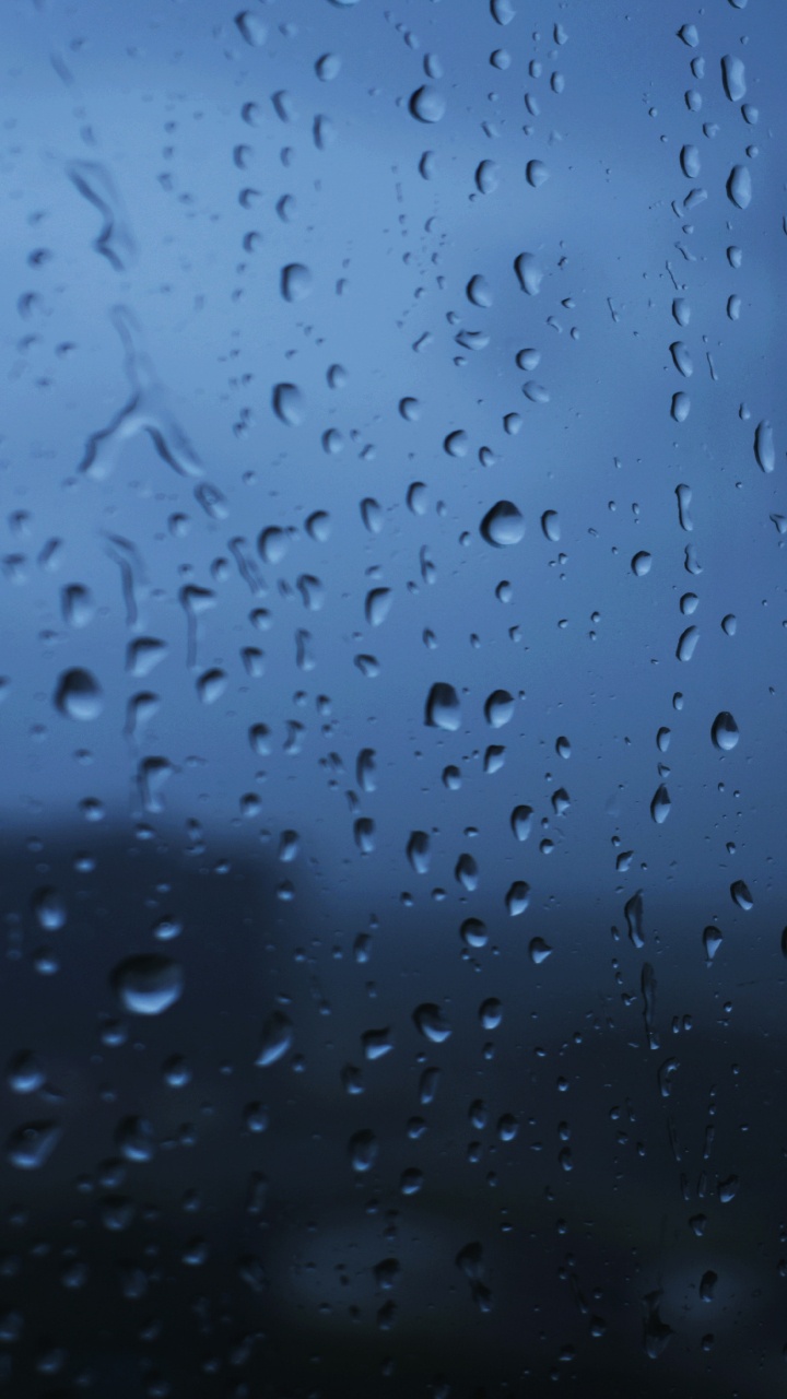 Drop, Rain, Glass, Blue, Water. Wallpaper in 720x1280 Resolution