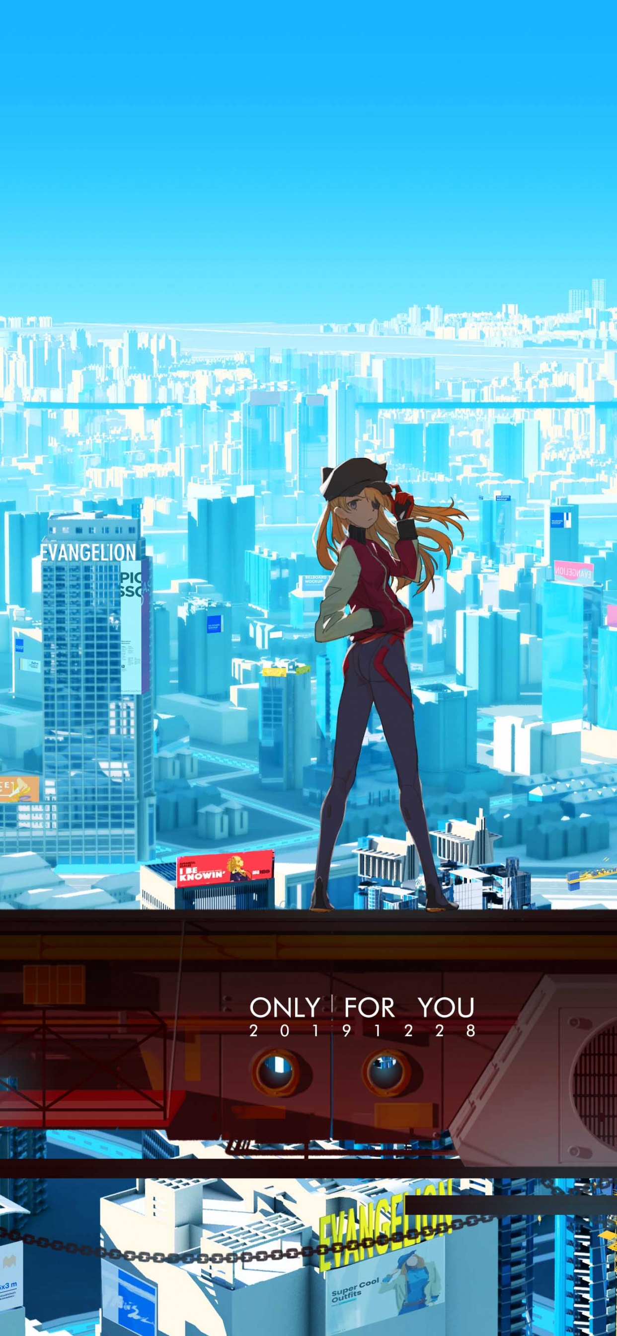 Asuka Langley Soryu, Anime, Kaworu Nagisa, Edificio, Electricidad. Wallpaper in 1242x2688 Resolution