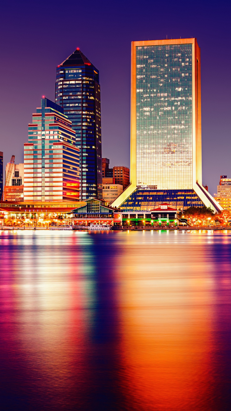 City Skyline During Night Time. Wallpaper in 750x1334 Resolution