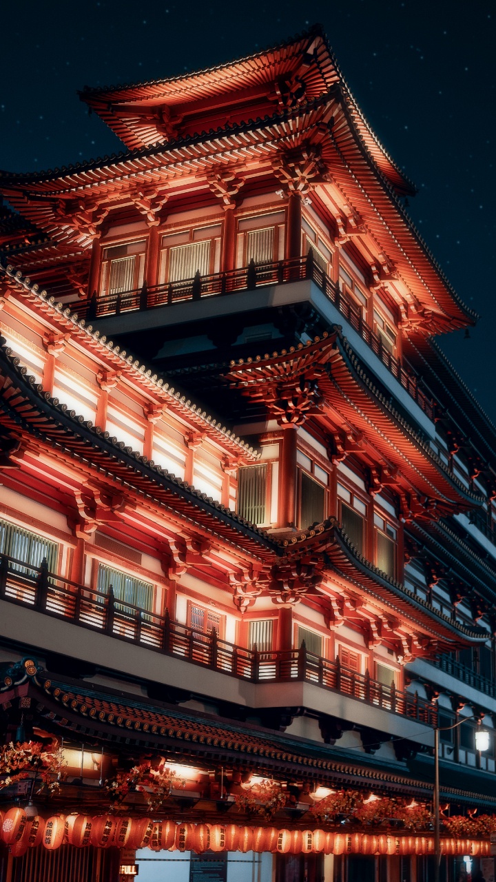 Bâtiment en Béton Blanc et Marron Pendant la Nuit. Wallpaper in 720x1280 Resolution