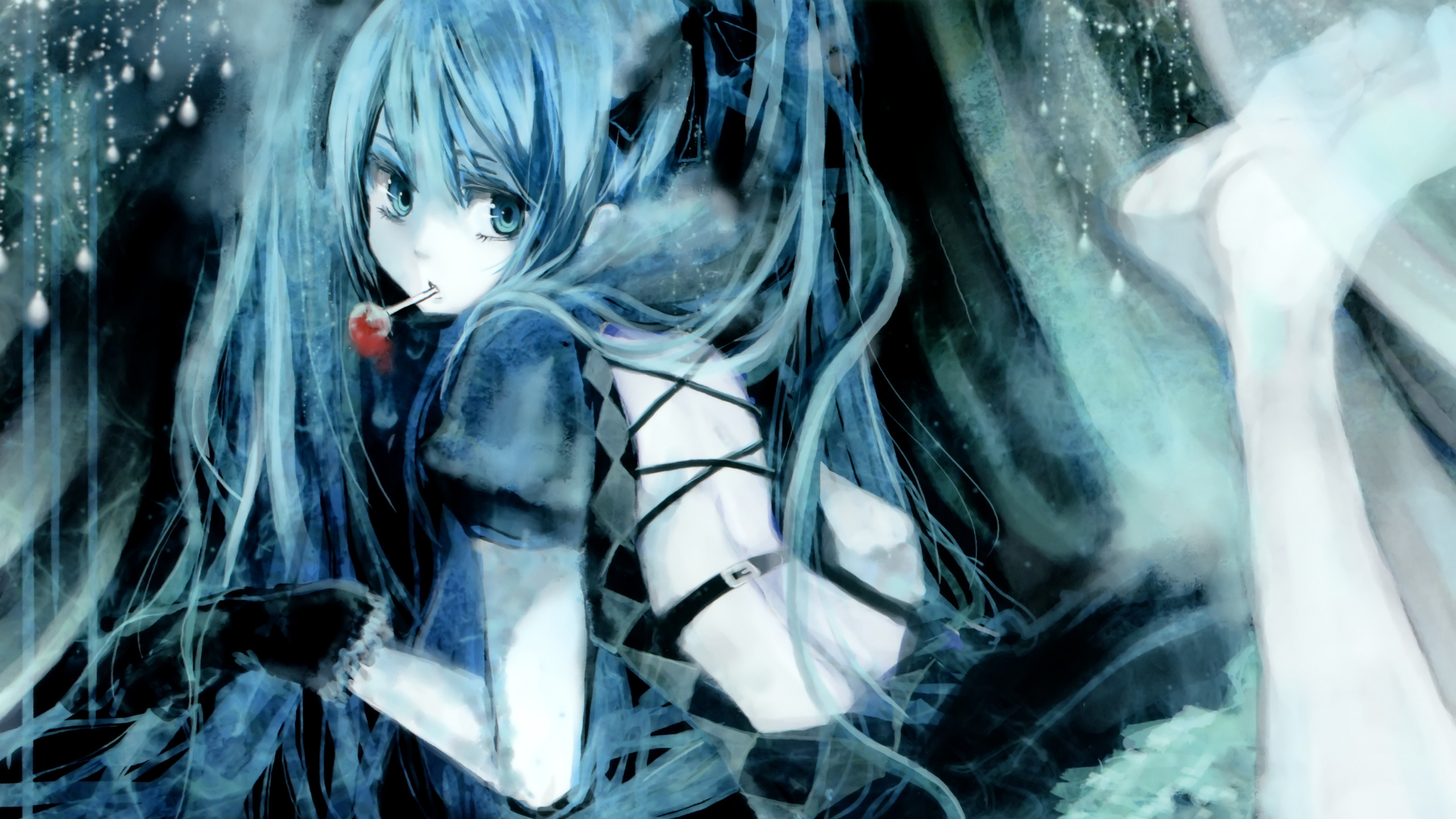Femme en Robe Noire et Blanche Personnage D'anime. Wallpaper in 2560x1440 Resolution