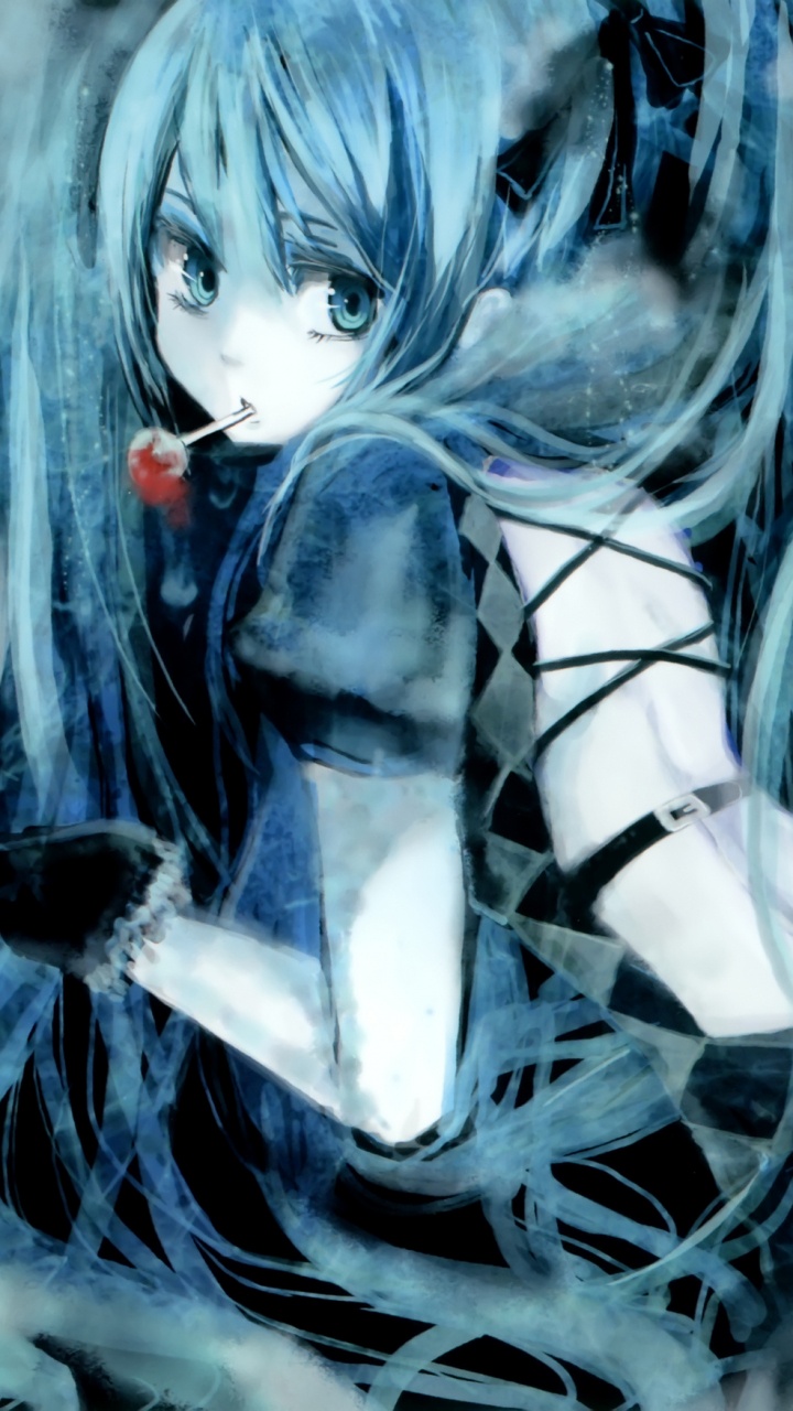 Woman in Black and White Dress Anime Character. Wallpaper in 720x1280 Resolution