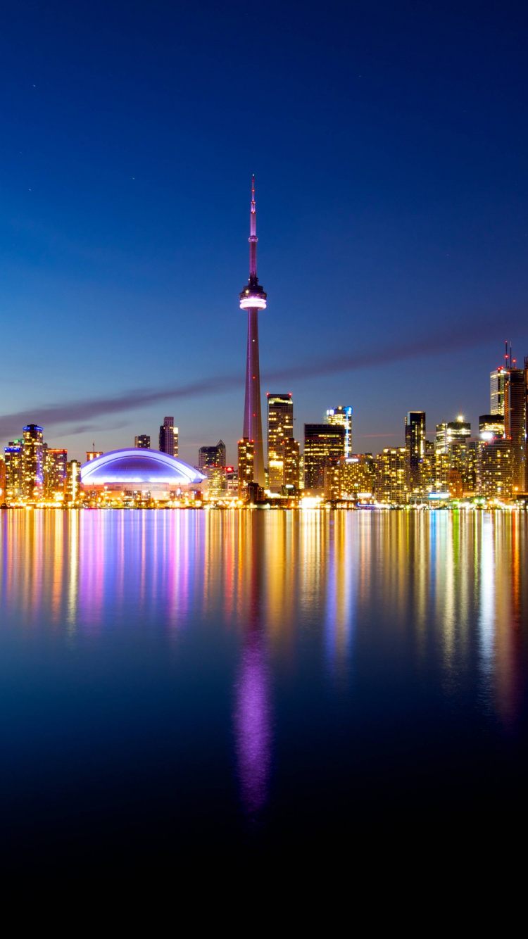 City Skyline During Night Time. Wallpaper in 750x1334 Resolution