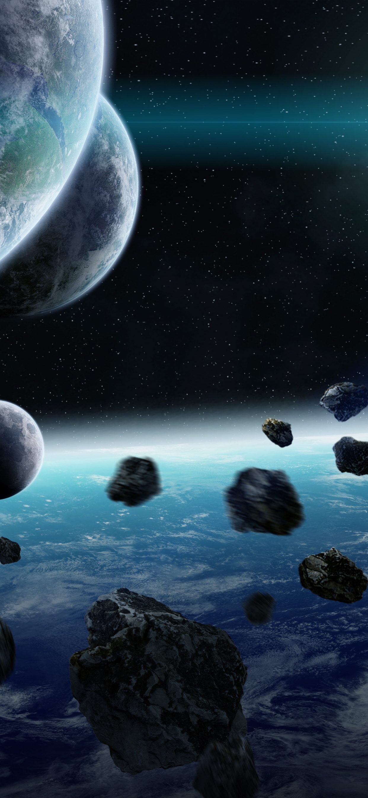 Illustration de la Planète Bleue et Violette. Wallpaper in 1242x2688 Resolution