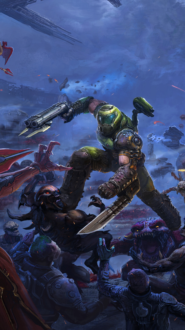 Doom, Doomguy, Bethesda, Ikone Der Sünde, Xbox One. Wallpaper in 750x1334 Resolution