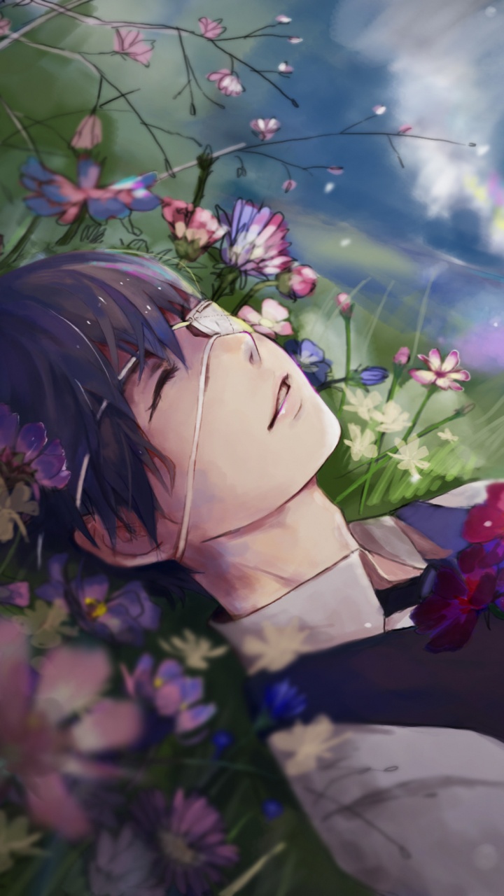 Person in Schwarzen Hosen Mit Roten Blumen. Wallpaper in 720x1280 Resolution