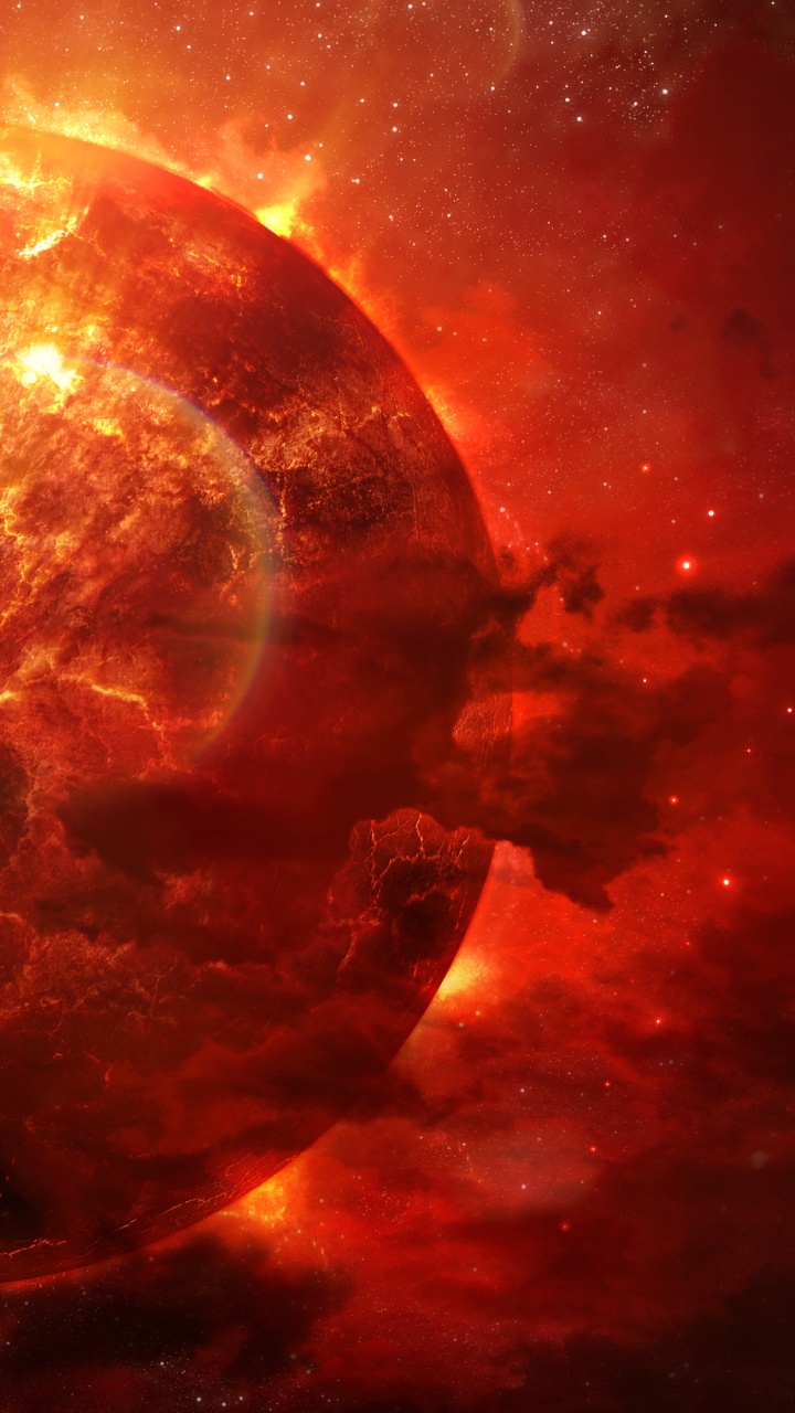 Brown and Black Planet With Stars. Wallpaper in 720x1280 Resolution